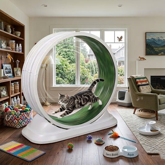Cat Treadmill Indoor Exercise Wheel Durable Plastic Running Wheel for Indoor Cats All Breeds No Battery Needed Silent Spinner Cat Fitness Toy XXL Green Grey