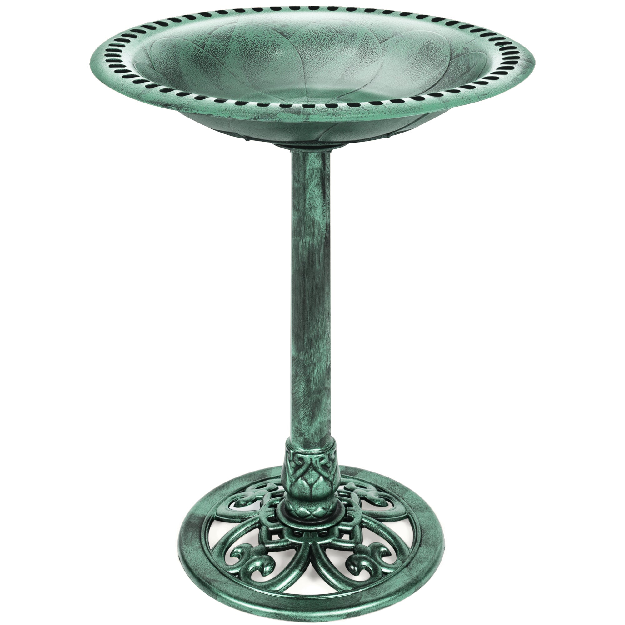 Vintage Outdoor Polyresin Bird Bath Mint Green