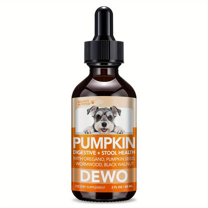 Pet Gut Wellness Drops with Black Walnut & Pumpkin Seed - Digestive Supplement for Dogs & Cats, Flora Balance, Intestinal Cleanliness & Overall Vitality, Natural Formula, 2 fl oz