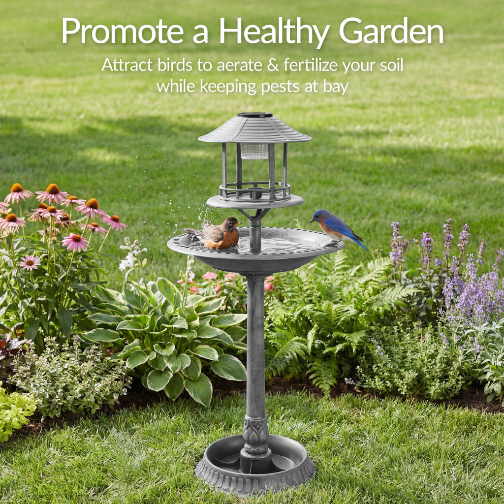 Solar Lighted Pedestal Bird Bath product image 14