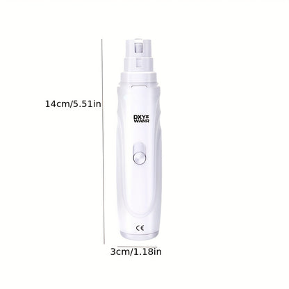 Electric Pet Nail Grinder 2-Speed 3-Port - Rechargeable Quiet Dog Cat Nail Trimmer with 3 Hour Battery Life, Painless Paw Nail Polisher for Small Medium Large Dogs All Breeds, White