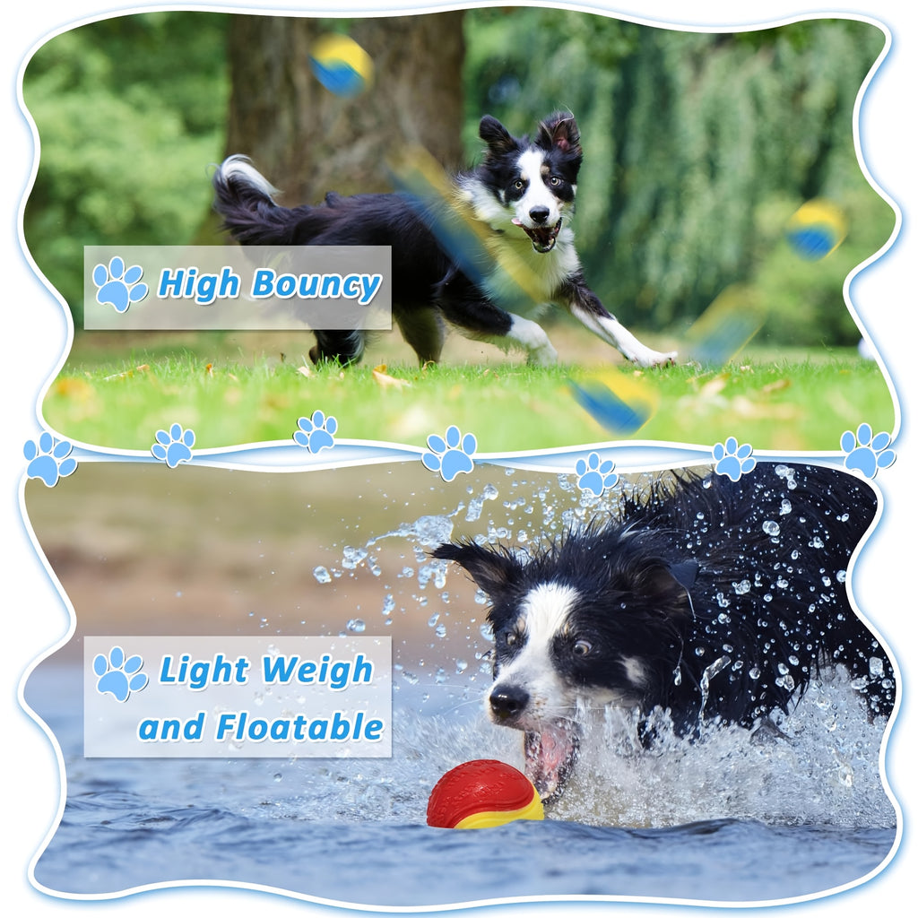 1/3/6pcs Squeaky Dog Balls, Puppy Pet Chew Balls Teething Balls 2, 5in, High Bouncy Dog Ball For Interactive Playing, Dog Toys Balls For Training, Tough Ball Toys For Dogs, Fit With Dog Ball Launcher, Without Battery