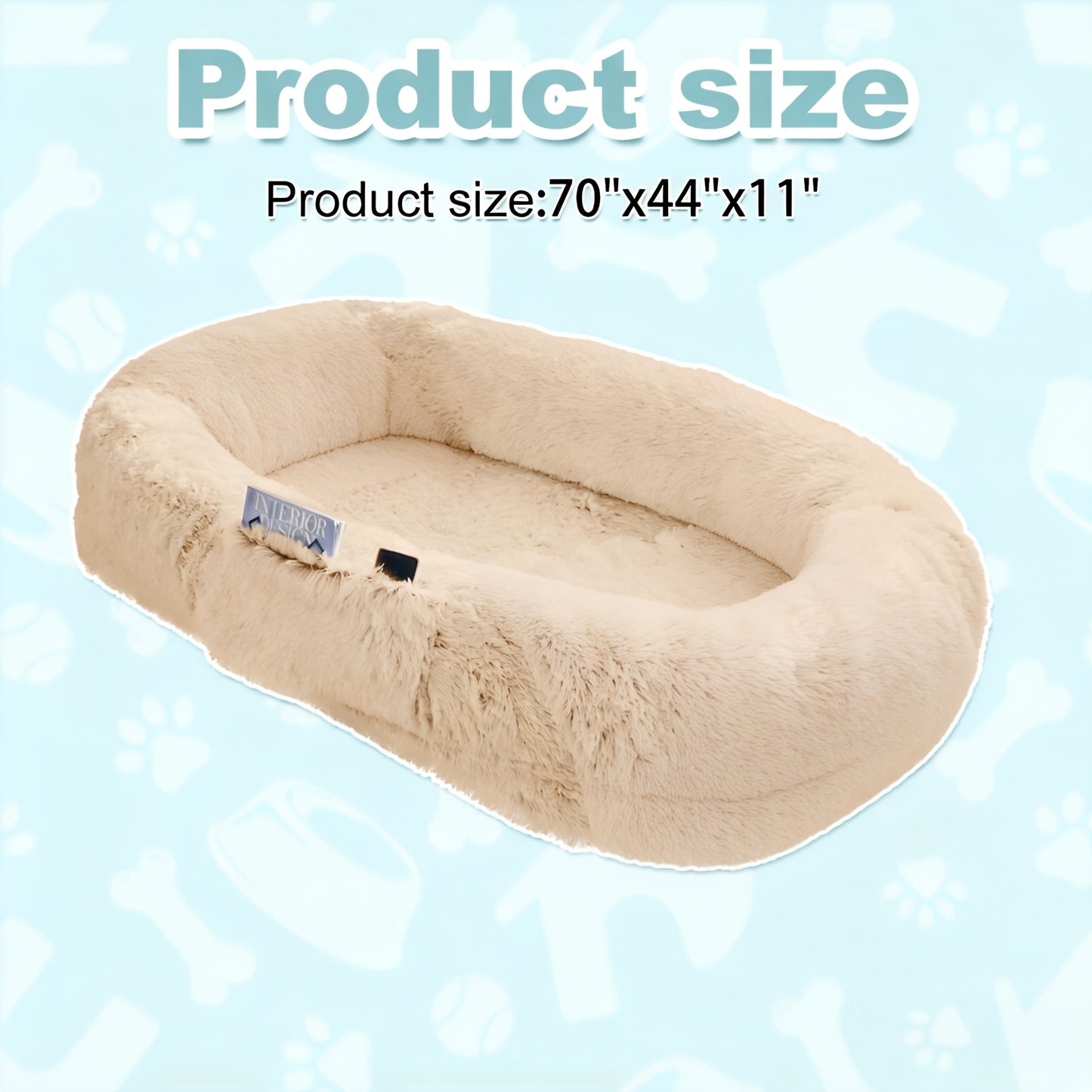 Human Dog Bed Extra Large - 70x44x11 Inch Washable Faux Fur Orthopedic Dog Bed for People & Pets, Non-Slip Giant Dog Bed with Removable Cover, Napping Lounger for Adults & Dogs in Multiple Colors
