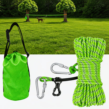 Dog Tie-Out Cable & Overhead Trolley System - 50/75/100ft Reflective Design, Supports Up to 200lbs, Portable Dog Run for Yard, Camping & Parks, M/L/XL, 4 Colors