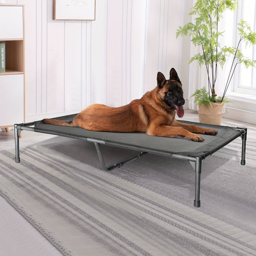 Elevated Dog Bed Cooling Cot - Breathable Mesh Dog Cot for Indoor and Outdoor Use, No-Tool Assembly Anti-Slip Feet Frame for Small Medium Large XL Dogs, Washable Raised Pet Bed for Summer Camping