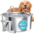 1.85gal Large Capacity Smart 304 Stainless Steel Dog Water Fountain Dog Automatic Water Fountain Feeder Pet Water Fountain Cat And Dog Water Fountain with Window Silent No 5V 1A Plug, Without Battery