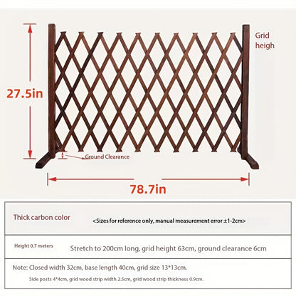 Dog Gate Folding Wooden - Thickened Natural Wood Grain Pet Barrier for Stairs Doorway & Home Entrance, Expandable Mesh Fence for Dogs & Puppies, 27.56 & 35.43 Inch Height Options in Carbonized & White