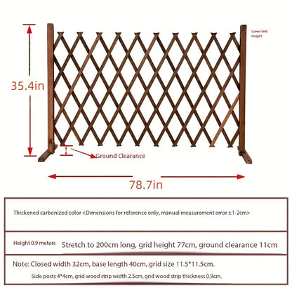 Dog Gate Folding Wooden - Thickened Natural Wood Grain Pet Barrier for Stairs Doorway & Home Entrance, Expandable Mesh Fence for Dogs & Puppies, 27.56 & 35.43 Inch Height Options in Carbonized & White