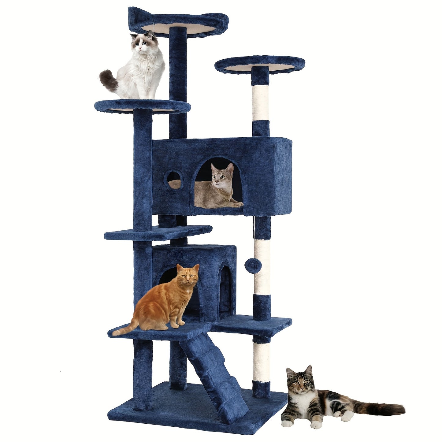 Cat Tree Tower Multi-Layer with Scratching Post, Perch Platforms & Cat Apartments – Tall Cat Climbing Frame for Indoor Cats, Space-Saving Design, Heights 36–80 Inch, 6 Colors