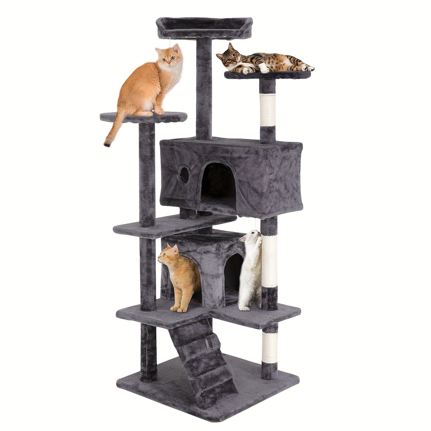 Cat Tree Tower Multi-Layer with Scratching Post, Perch Platforms & Cat Apartments – Tall Cat Climbing Frame for Indoor Cats, Space-Saving Design, Heights 36–80 Inch, 6 Colors