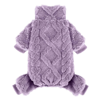 Fleece Dog Sweater Turtleneck Jumpsuit for Small Dogs & Cats 1-15 lbs - Soft Warm Winter Puppy Pajamas Onesie, Machine Washable Open Belly Pet Clothes for Girls, XXS-M, 6 Colors