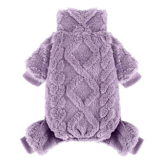 Fleece Dog Sweater Turtleneck Jumpsuit for Small Dogs & Cats 1-15 lbs - Soft Warm Winter Puppy Pajamas Onesie, Machine Washable Open Belly Pet Clothes for Girls, XXS-M, 6 Colors