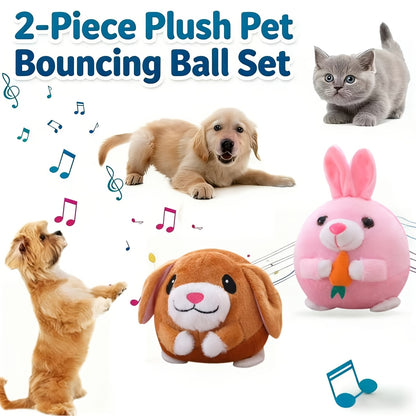 Electronic Bouncing Dog Toy with Animal Sound - USB Rechargeable Interactive Rolling Ball, Voice Recording & Music Mode, Washable Motion Sensor Toy for Small Medium Dogs & Puppies