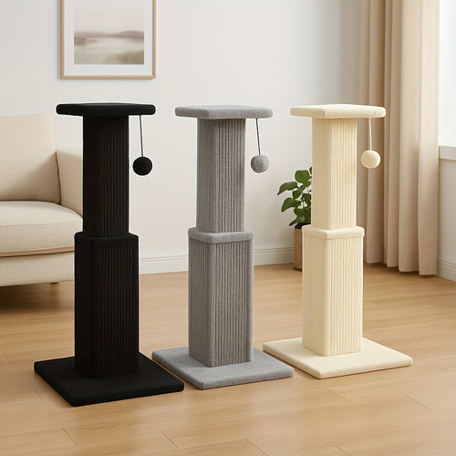 Cat Scratching Post Multi-Tier Sisal Tower for Indoor Cats – 18.9" & 32" Cat Tree with Hanging Ball Toy, Natural Sisal Rope, Sturdy Base – Green, Brown, Gray, Black, Beige Options
