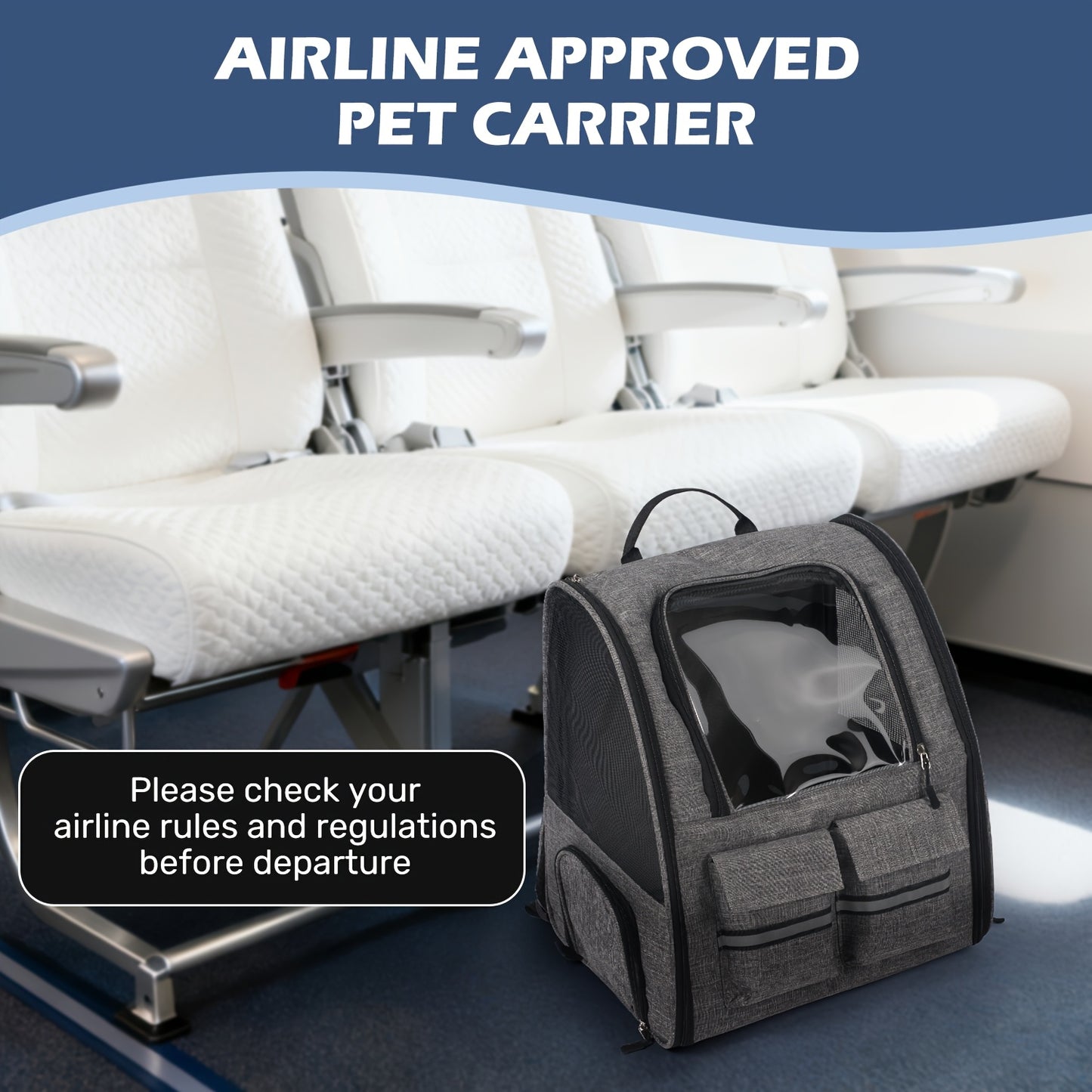 Rolling Pet Carrier with Wheels | 2-in-1 Trolley Cat Carrier Bag, Airline Approved, Telescopic Handle, Detachable Soft-Sided Travel Bag with Shoulder Strap, Zipper Closure & Safety Leash for Cats Dogs