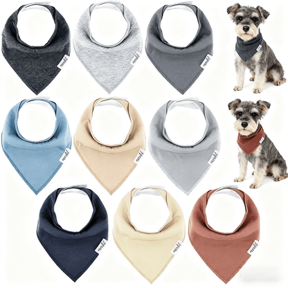 Pet Bandana Scarf 10 Pack for Dogs Cats, Small Triangle Bib Neckerchief Solid Color Adjustable Saliva Towel Strong Water Absorption Easy to Put On and Clean for Puppy Kitten Small Pets