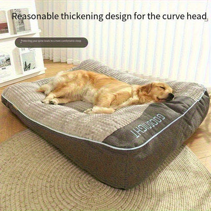 Thickened Dog Bed for Winter Warmth - Soft Polyester Fiber Fill, Collapse-Resistant, Machine Washable Cat & Dog Bed for Large Breeds, Includes Pet Scratching Tool, 4 Sizes