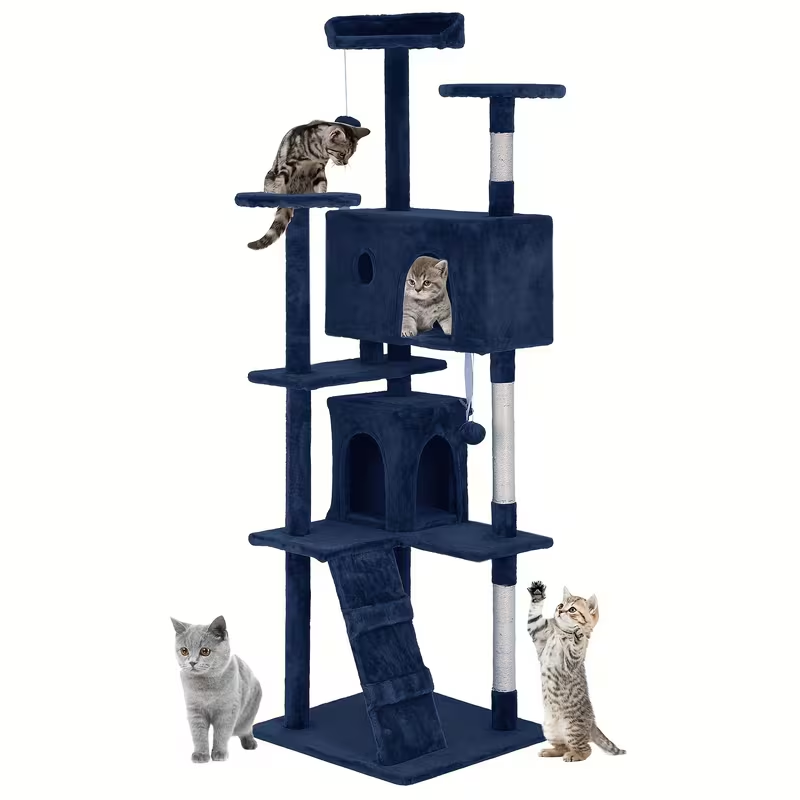 Cat Tree Tower Multi-Layer with Scratching Post, Perch Platforms & Cat Apartments – Tall Cat Climbing Frame for Indoor Cats, Space-Saving Design, Heights 36–80 Inch, 6 Colors