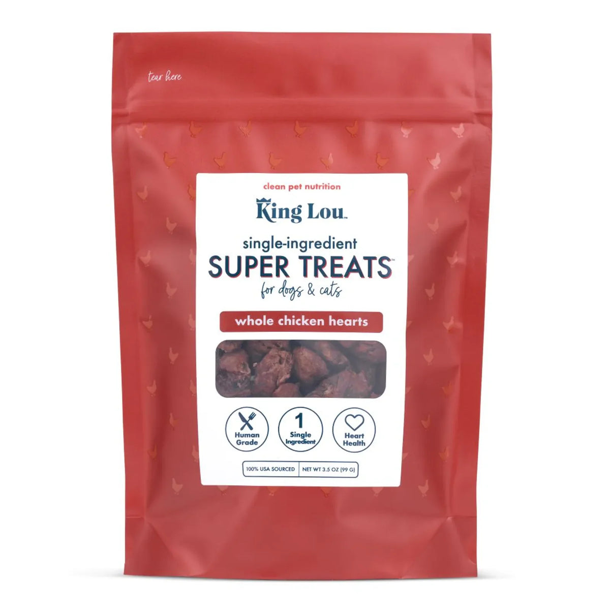 Freeze dried whole chicken hearts for dogs and cats, product image 1