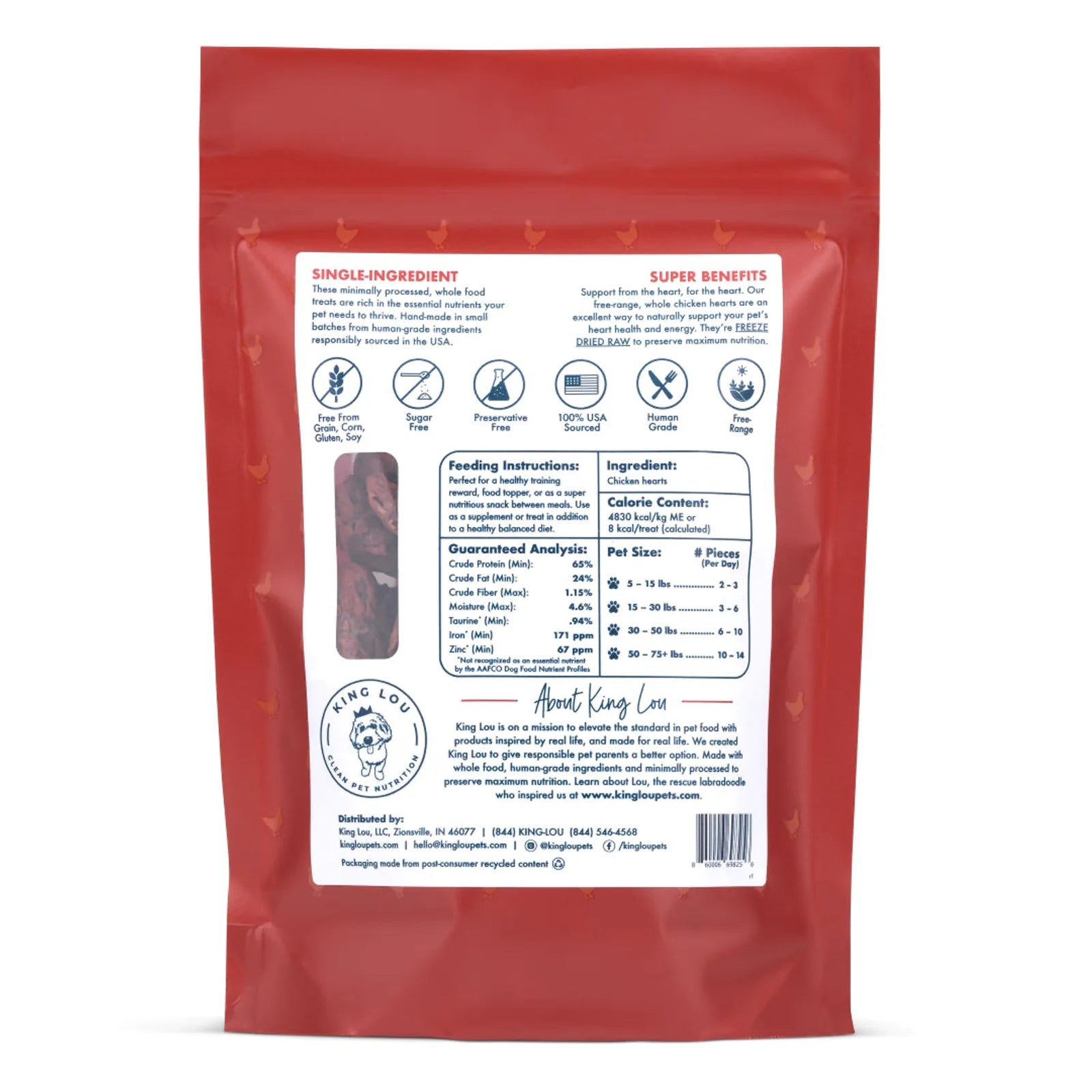 Freeze dried whole chicken hearts for dogs and cats, product image 2