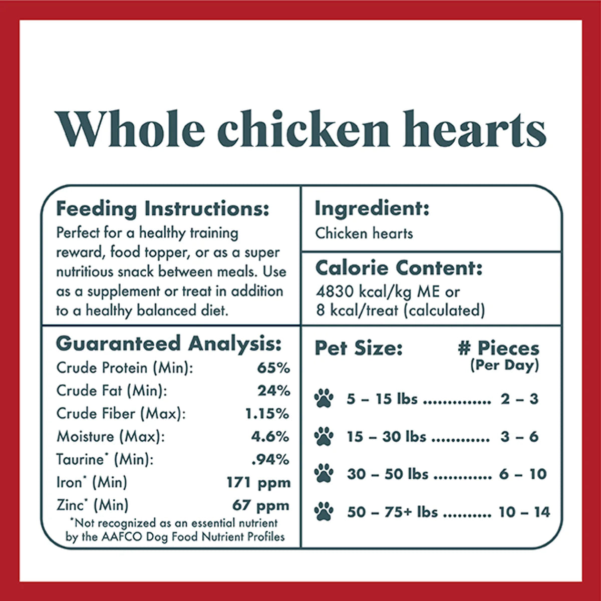 Freeze dried whole chicken hearts for dogs and cats, product image 5