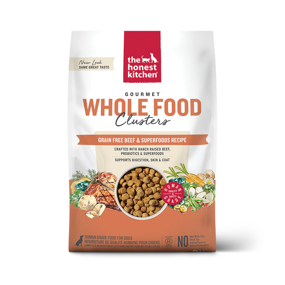 Grain Free Beef Dry Dog Food Made from Whole Food Clusters for Complete Daily Feeding and Training main product image