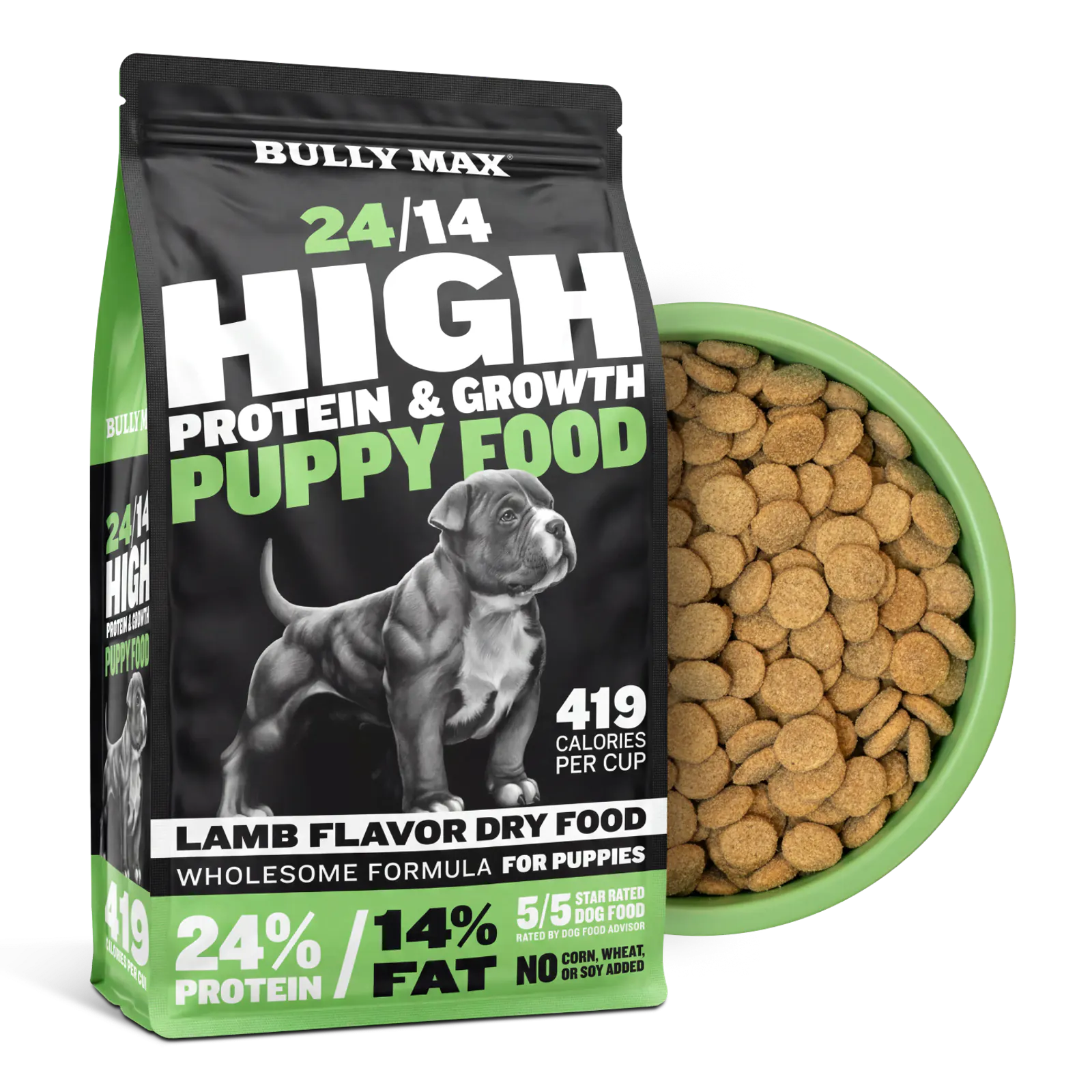 High protein puppy food with lamb pork and postbiotics, product image 1