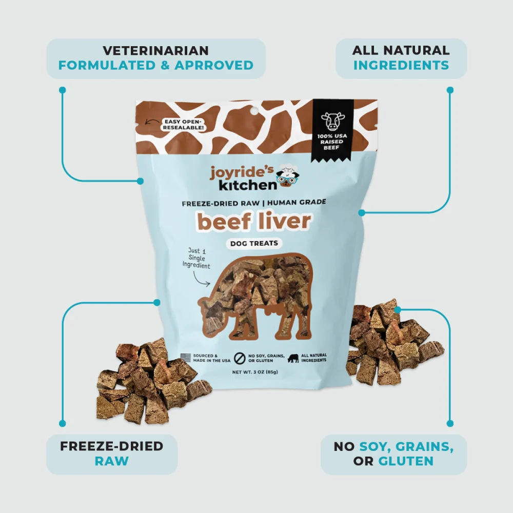 Freeze-Dried Dog Treats, Single-Ingredient Beef Liver Bites for Training Rewards and Everyday Treat Time, 3 oz