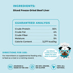 Freeze-Dried Dog Treats, Single-Ingredient Beef Liver Bites for Training Rewards and Everyday Treat Time, 3 oz