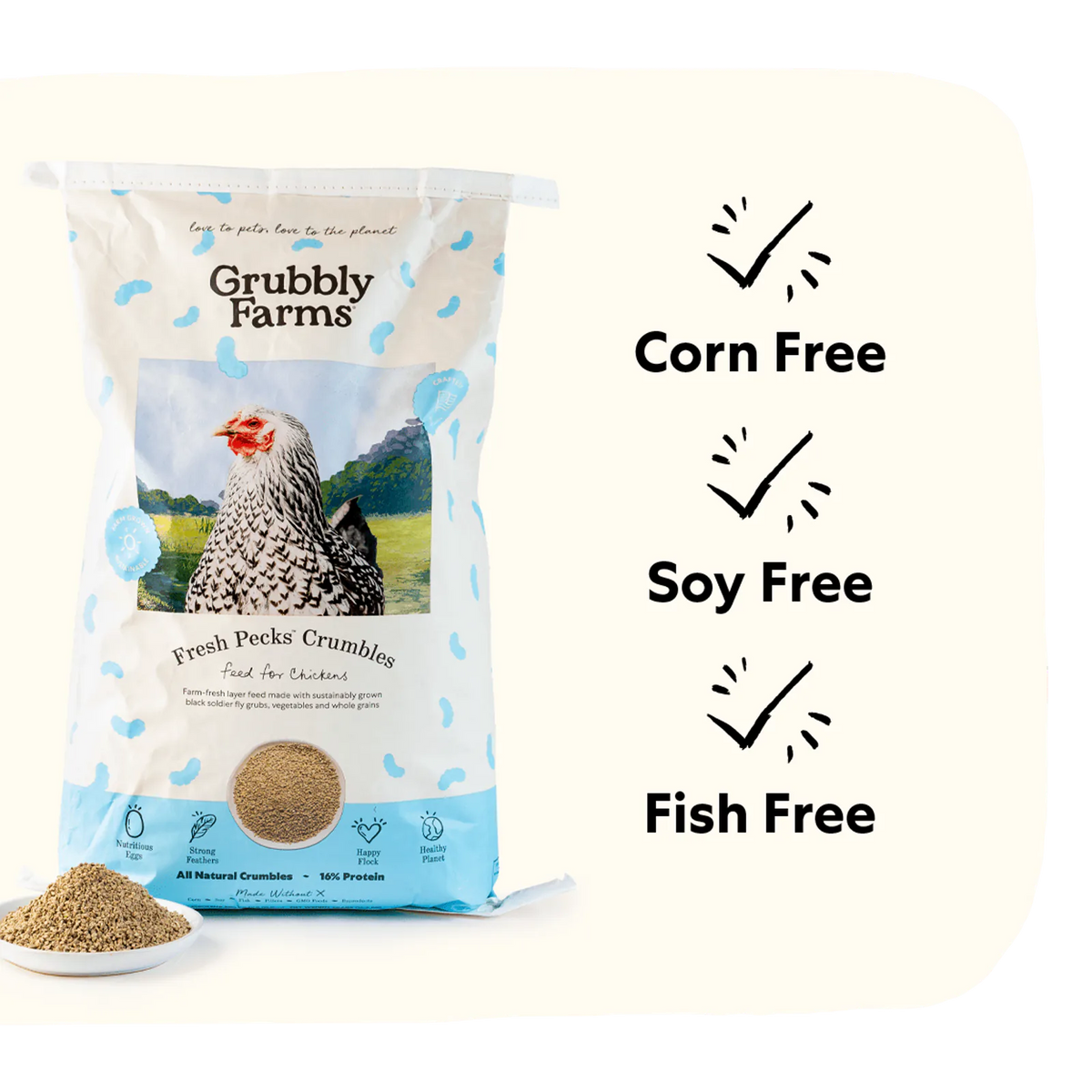 Layer chicken feed with grub protein and whole grains, product image 8