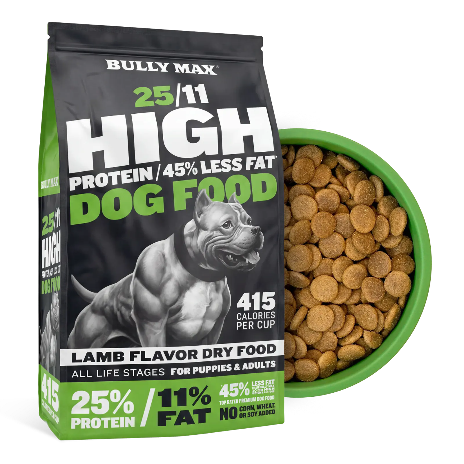 Low fat high protein dog food with lamb meal 25 11 formula, product image 1