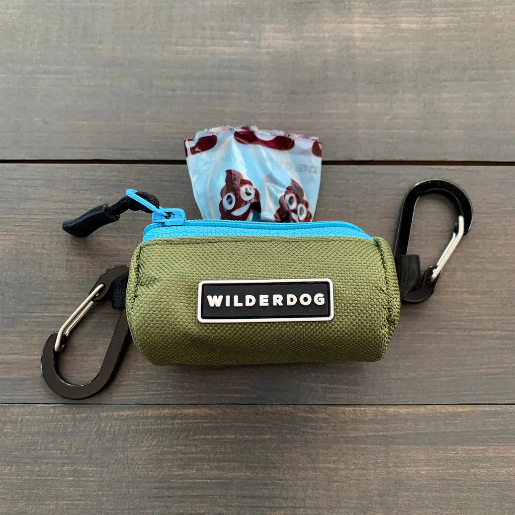 Dog waste bag holder with two mini carabiners