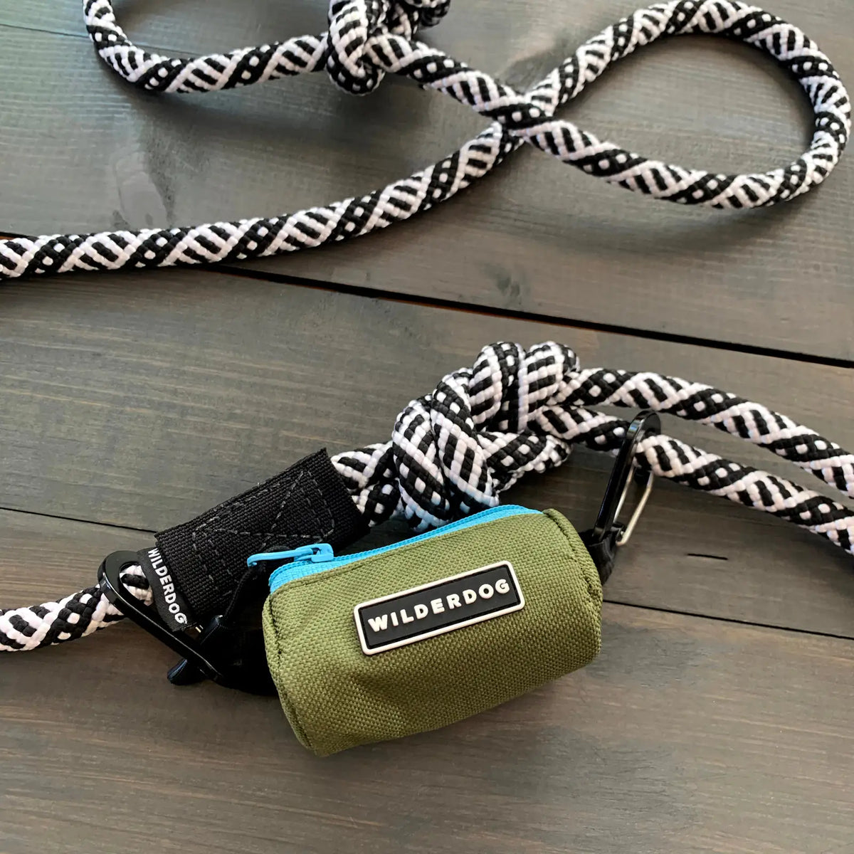 Dog waste bag holder with two mini carabiners