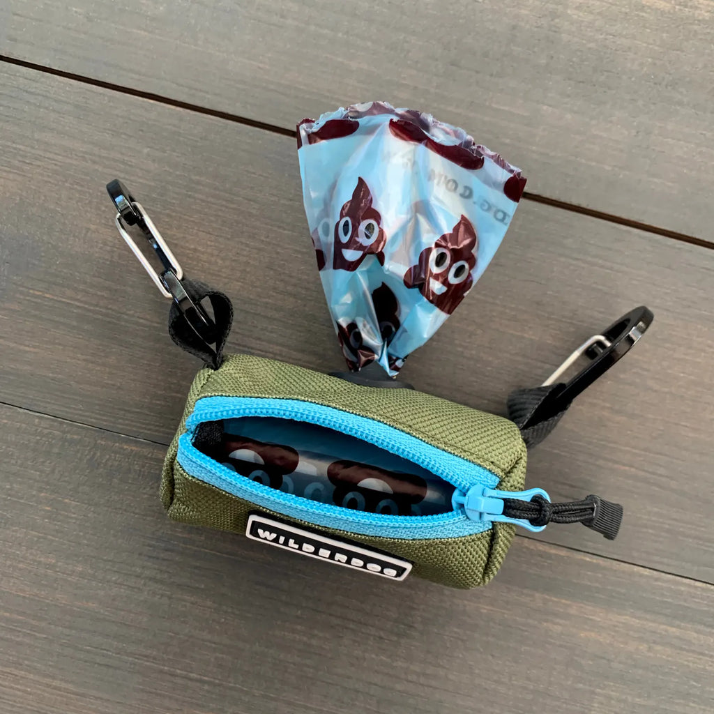 Dog waste bag holder with two mini carabiners