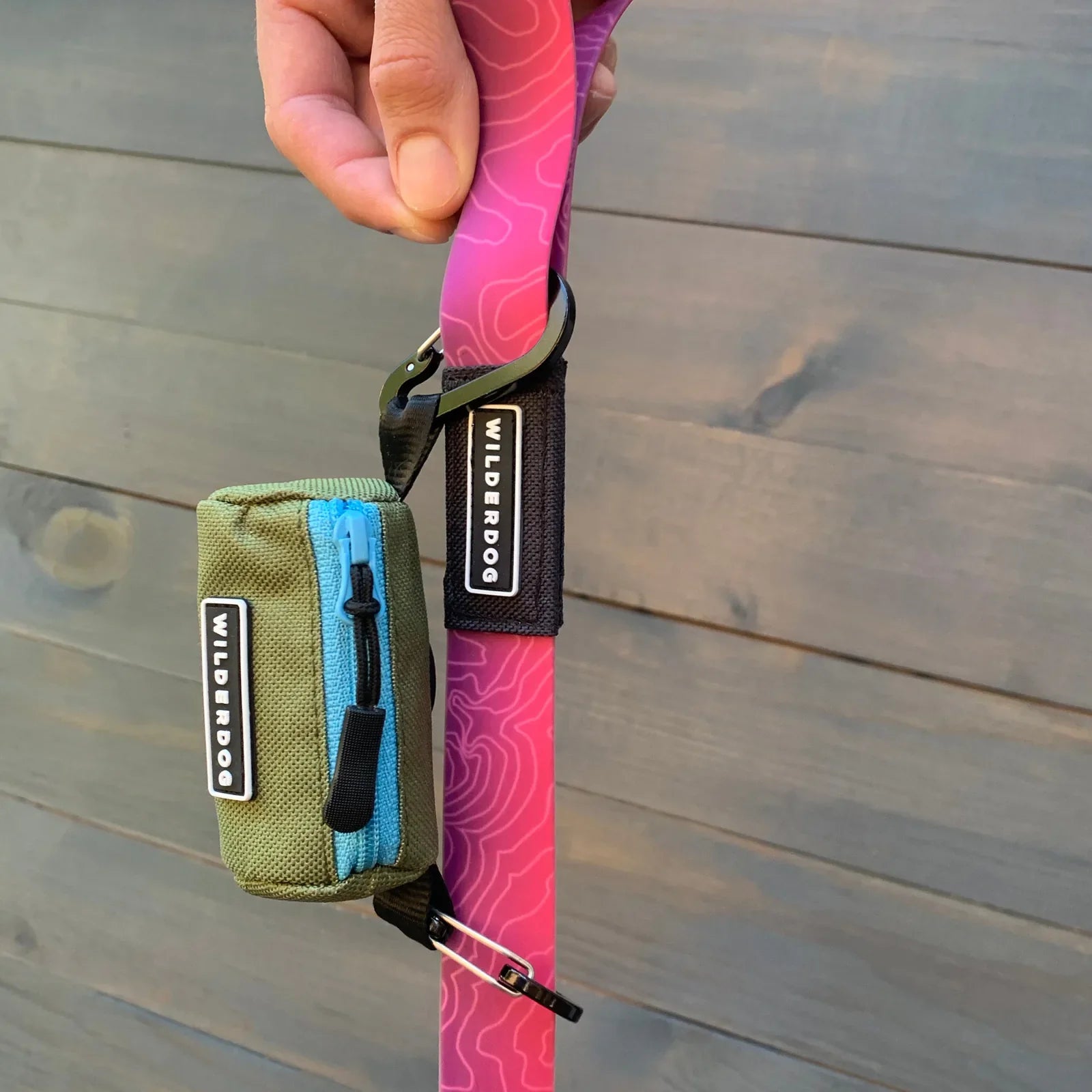 Dog waste bag holder with two mini carabiners
