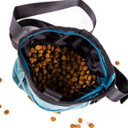 Dog training treat pouch with magnetic and zip closures