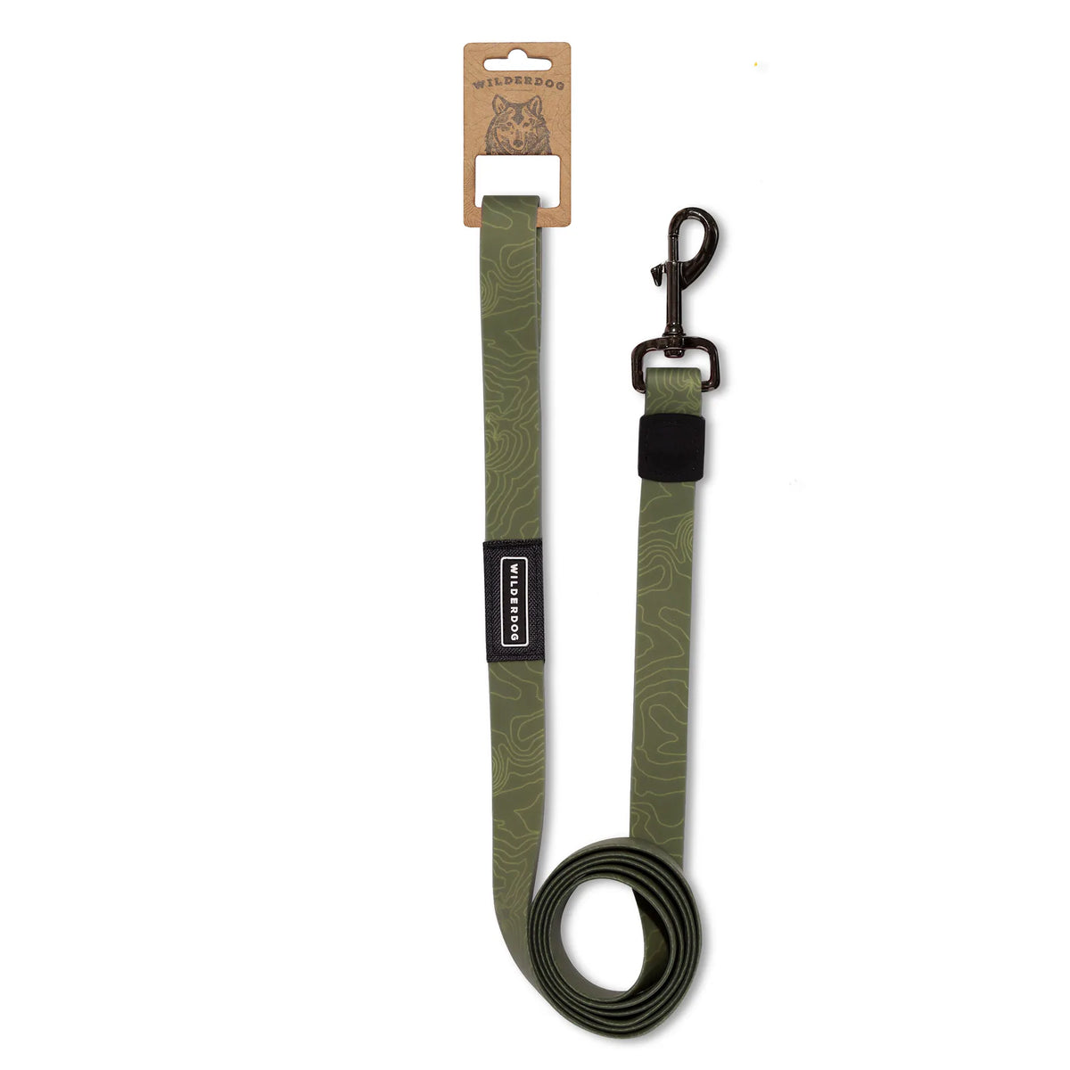 Olive waterproof six foot dog leash for wet walks