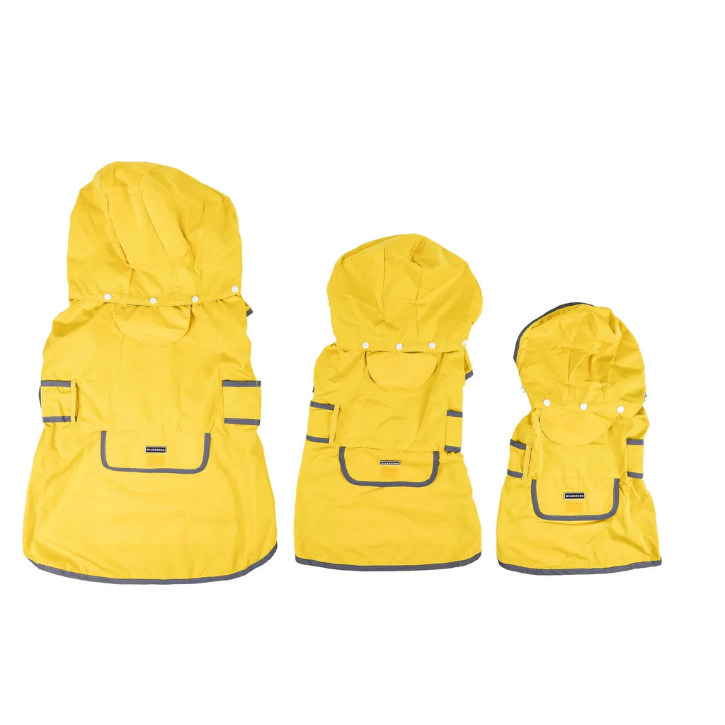 Waterproof reflective dog raincoat with removable hood