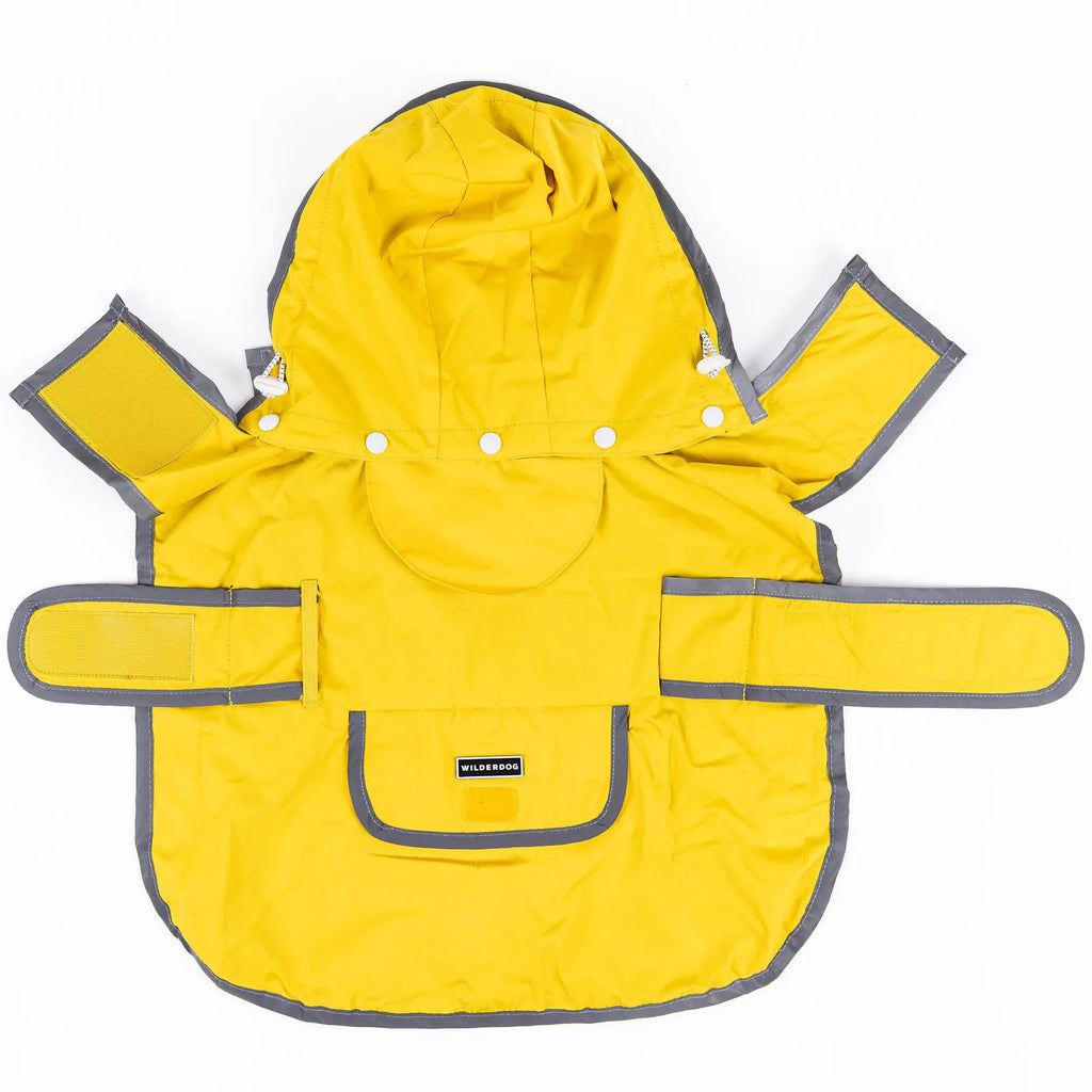 Waterproof reflective dog raincoat with removable hood