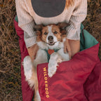 Water resistant dog camping sleeping bag with stuff sack