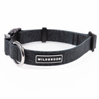 Black waterproof dog collar with metal D ring