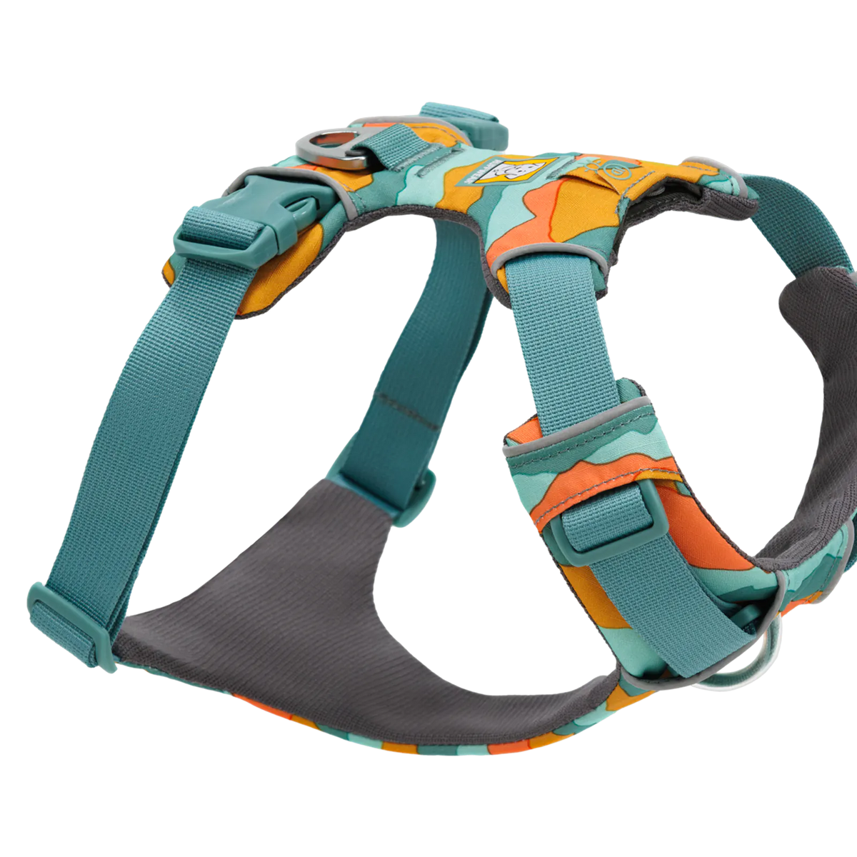 Padded Dog Harness for Daily Walks with Front and Back Leash Attachment Points and Reflective Trim, XXSmall / Spring Mountains (968) / New