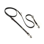 Dog Leash for Training and Daily Walks, Waterproof BioThane Design in Black with Red Stitching, 2.1 m Long