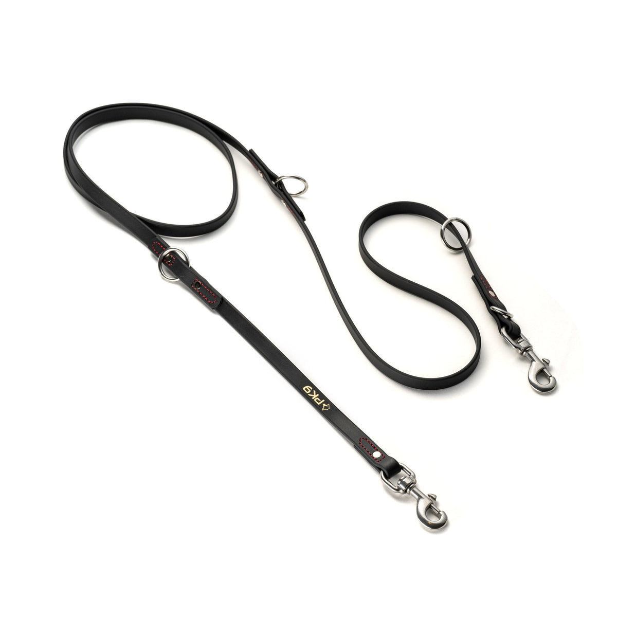 Dog Leash for Training and Daily Walks, Waterproof BioThane Design in Black with Red Stitching, 2.1 m Long