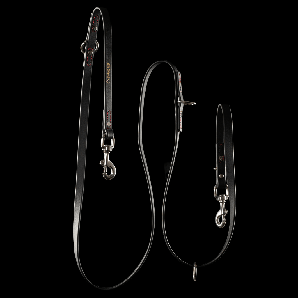 Dog Leash for Training and Daily Walks, Waterproof BioThane Design in Black with Red Stitching, 2.1 m Long