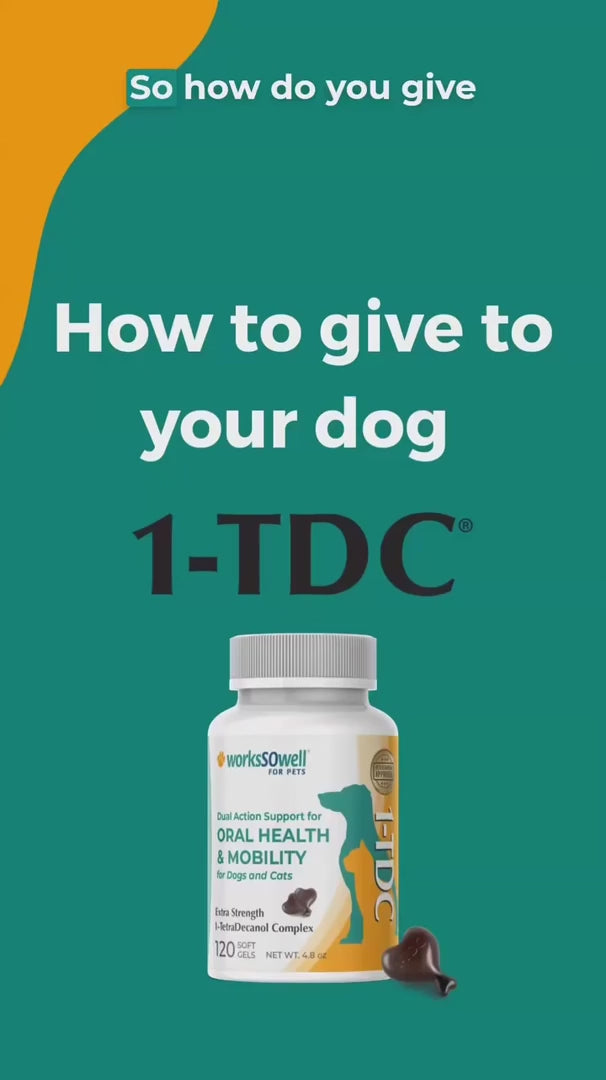1-TDC ORAL HEALTH + MOBILITY SUPPORT FOR DOGS & CATS 2 Bottles (240 soft gels) product video