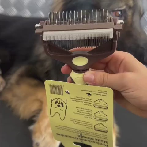 Three-in-One Pet Grooming Brush for Shedding and Detangling Short, Medium and Long Coats at Home product demonstration video