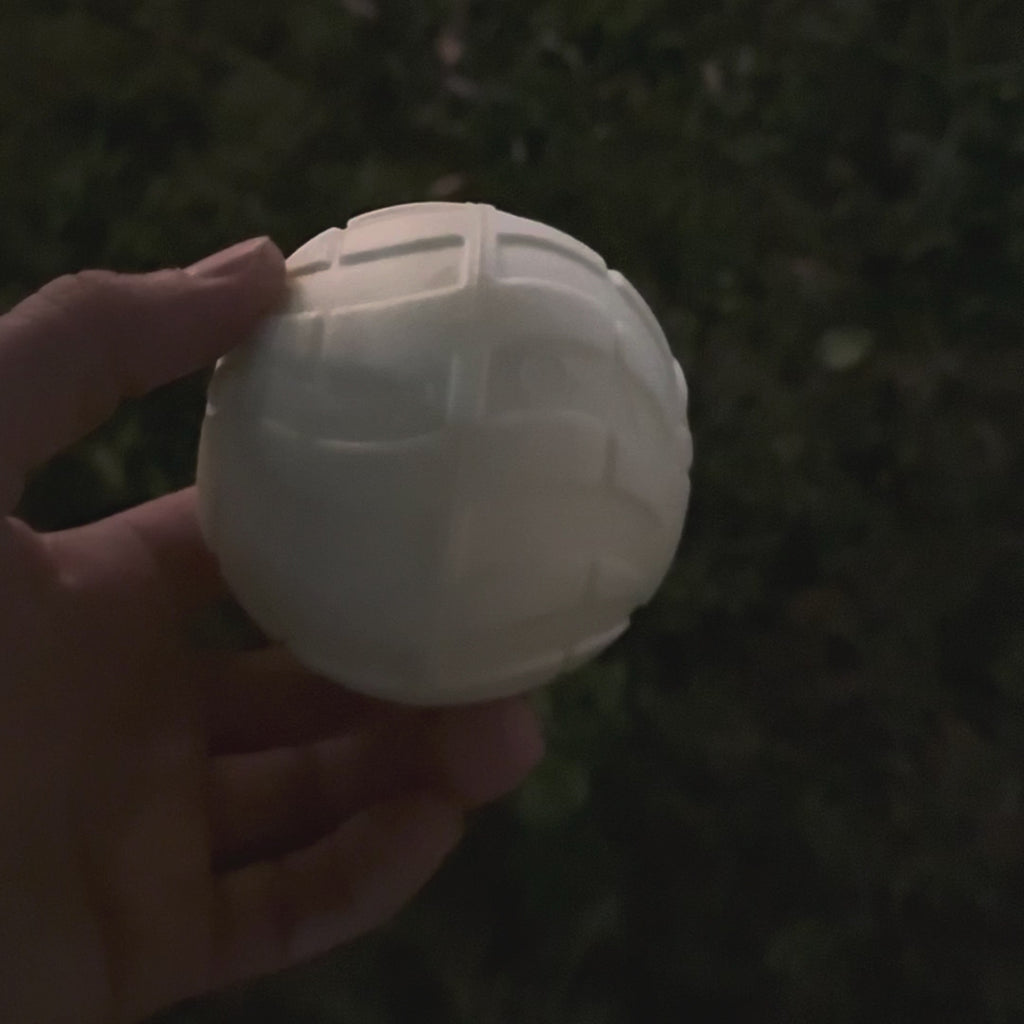 Glow-in-the-Dark EVA Foam Dog Training Ball with Grip or Classic Strap for Low-Light Fetch Sessions product demonstration video