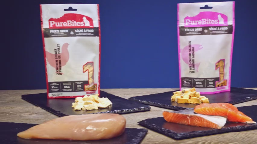 Single-Ingredient Freeze-Dried Chicken Cat Treats and Meal Topper in Three Source-Verified Bag Sizes product demonstration video