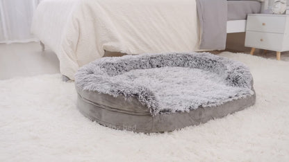 Orthopedic Dog Bed Egg Foam Ultra Soft Washable Cover for Large Medium Small Dogs Aging Pets Rectangle Semicircle Anti-Slip Joint Relief Pet Bed